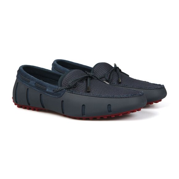 Swims Mesh & Rubber Braided Lace Loafers, Black on Navy, Mens Size 8M - Picture 2 of 6